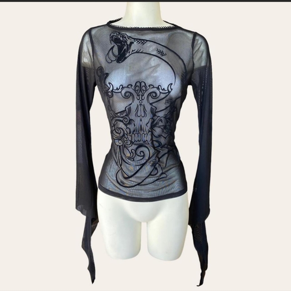 devil fashion Tops - Goth mesh top